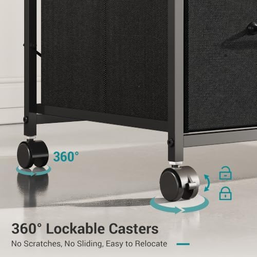 DEVAISE 2 Drawer Mobile File Cabinet, Fabric Vertical Filing Cabinet