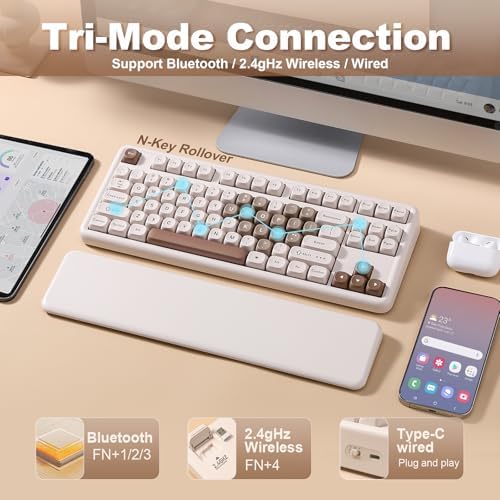 YUNZII B87 TKL Wireless Mechanical Keyboard (Brown Heart,Cocoa V2)