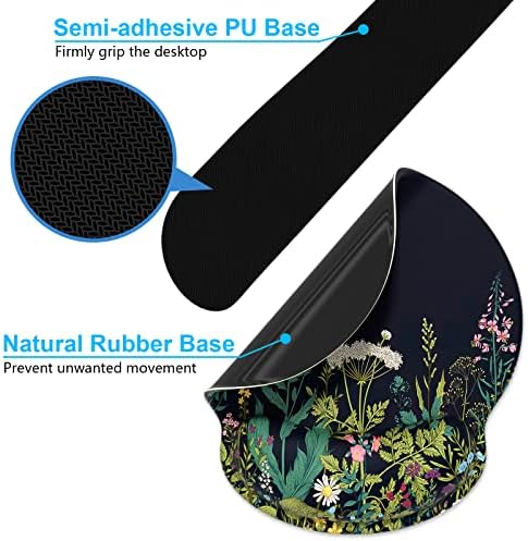 Dapesuom Keyboard Wrist Rest and Mouse Pad with Wrist Support, Cute Memory Foam Cushion for Keyboard and Mouse Set, Ergonomic Pad Rests with Non Slip Base for Easy Typing & Pain Relief, Elegant Flower