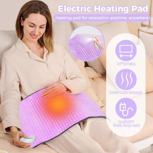 Heating Pad for Back, 12"×24" Electric Heating pad for Women, Men