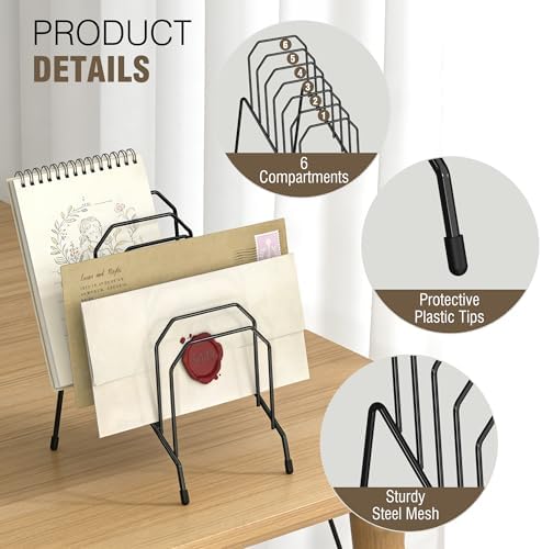 Gawerk Incline Desk Mail Organizer Letter Holder with 6-Section 2 Pack