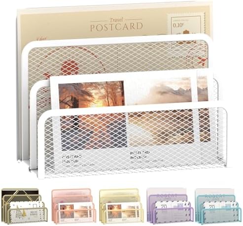 Mail Organizer Countertop for Desk, Mail File Holder with 3-Slot, White
