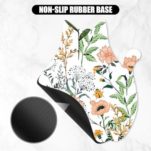 Funny Mouse Pad Cute Cat Shape Office Desk Accessories Decor for Women 9.65 x 8 Inch Small Mousepad with Non-Slip Rubber Base Washable Waterproof, Beautiful Floral