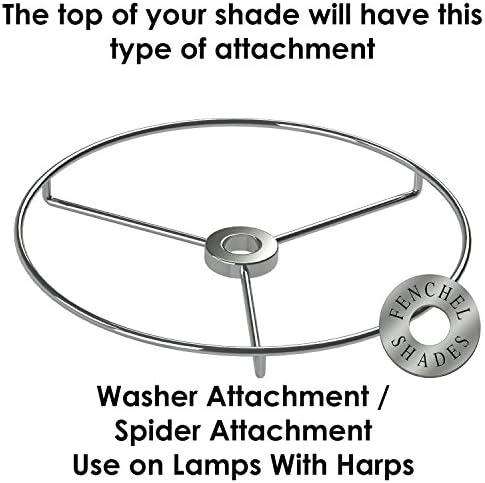 FenchelShades.com Lampshade 5" Top Diameter x 15" Bottom Diameter x 10" Slant Height with Washer (Spider) Attachment for Lamps with a Harp (White)