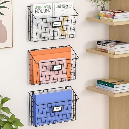 X-cosrack 3-Tier Detachable Hanging Wall Files, Wall Mounted Mail Basket
