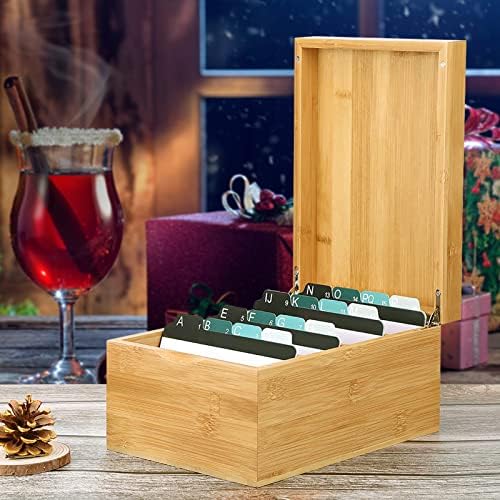 MaxGear Bamboo Business Card Organizer for 4" x 6" Cards