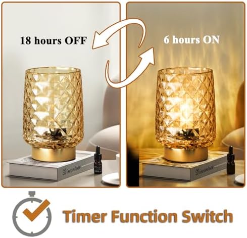 MJ PREMIER Battery Operated Lamp Small Cordless Lamp with Timer Amber