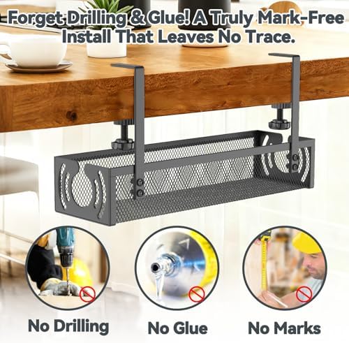 Cable Management, 15'' Under Desk Cable Management Tray No Drill