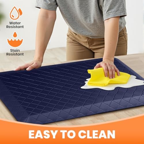 4/5 Inch Extra Thick Kitchen Mats for Floor,Non Slip Anti Fatigue Kitchen Rugs,Waterproof Stain Resistant Sink Mat,Cushioned Standing and Comfort Mats for Office (17"x24" Blue)