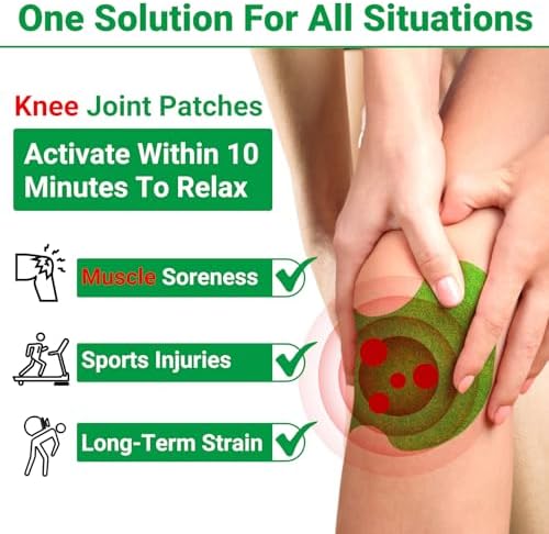 ishancare Knee Patches - 24 Count Warming Herbal Plaster Maximum Strength Heat Patches, 8 Hours Deep Heating Extra Strength Joint Soreness Soothing Patch for Knees, Back, Neck, Shoulder