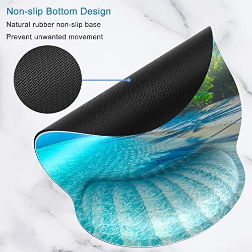 ITNRSIIET Ergonomic Mouse Pad with Wrist Support Wrist Rest Smooth Surface Non-Slip Rubber Base Comfortable Office Supplies Pain Relief, 9.8 x 9.1 inches, Blue Sea Blue Sky