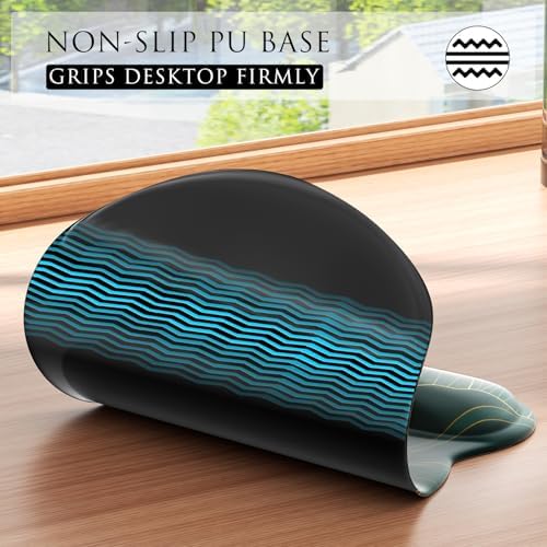 MROCO Ergonomic Mouse Pad with Gel Wrist Rest, 9.4 x 8.1 in, Green Leaves