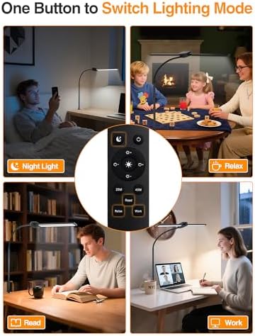 LED Desk Lamp for Home Office,5 Color+9 Brightness Office Desk Lamp,1200Lumen Eye Protection Desk Light,Computer Light with Remote Control & Timer for Office/Monitor/Computer/Study/Puzzle