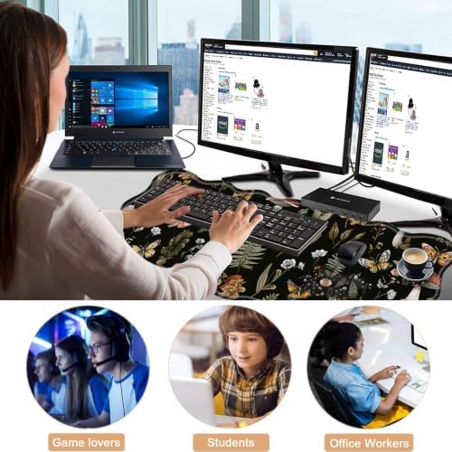 Mouse Pad with Wrist Support + Desk Mat + Coaster 3 in 1 Set, XL Large Gaming Mousepad Ergonomic Mouse Pads for Desk Computer Laptop Office,Magic Mushrooms