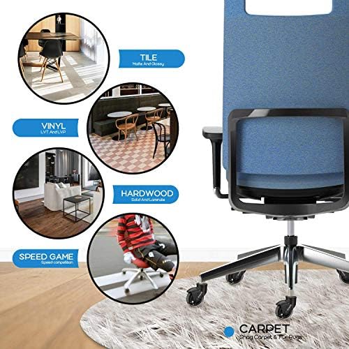 Office Chair Caster Wheels, 3" Newly Lightweight Caster Wheels & Revolutionary Swivel Vertical Axle, Safe Protection for All Floors Including Hardwood, Set of 5