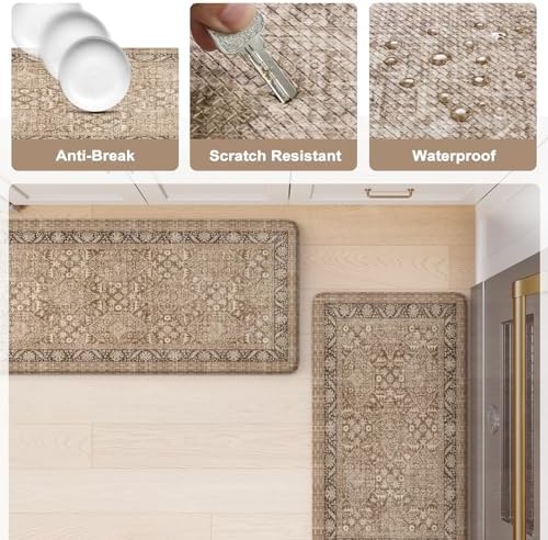 KIMODE Anti Fatigue Kitchen Mat, Cushioned Boho Kitchen Runner 17.3"x59"