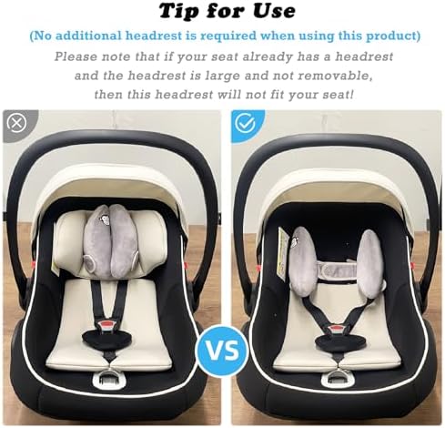 Baby Travel Pillow, Adjustable Head Neck Pillow for Infant Car Seat, Gray