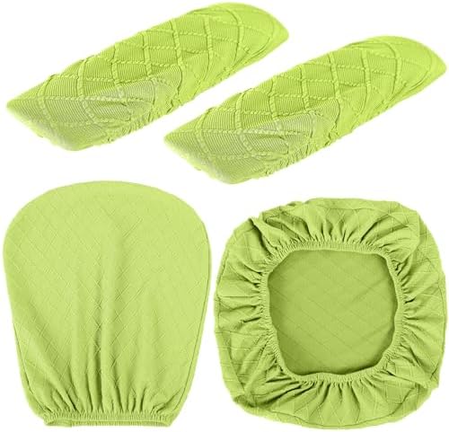 Tallew 4 Pcs Office Chair Covers Stretch Seat Armrest, Lemon Green