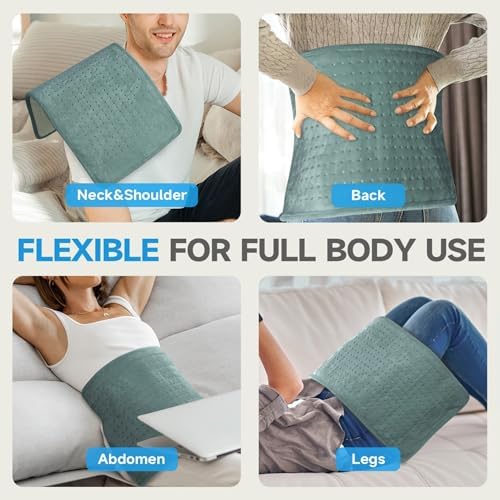GOTCOZY Heating Pad 12"x24" for Back Pain Relief & Cramps(Green)