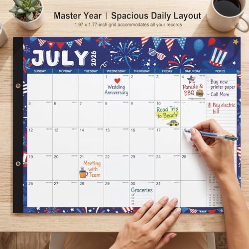 COMIX Desk Calendar 2026-2027, Large 22" x 17" Monthly Desktop Planner Pad with Frosted Cover, 18 Months July 2026 to December 2027, Side Bound Thick 120 GSM Paper for Office School Home