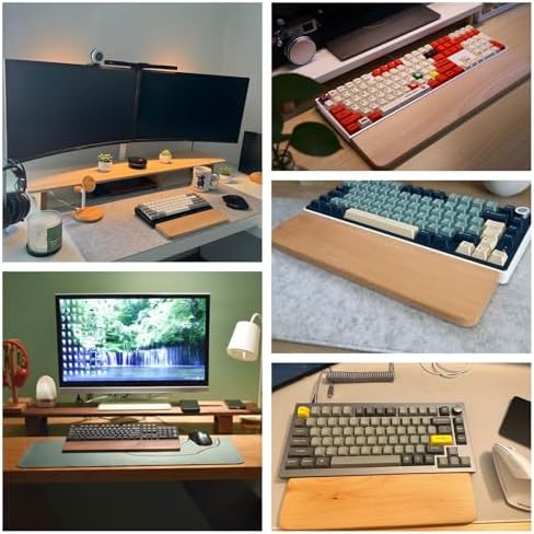 HomeDo Wooden Ergonomic Wrist Rest for Mechanical Keyboard, Fits 61 Key 60%