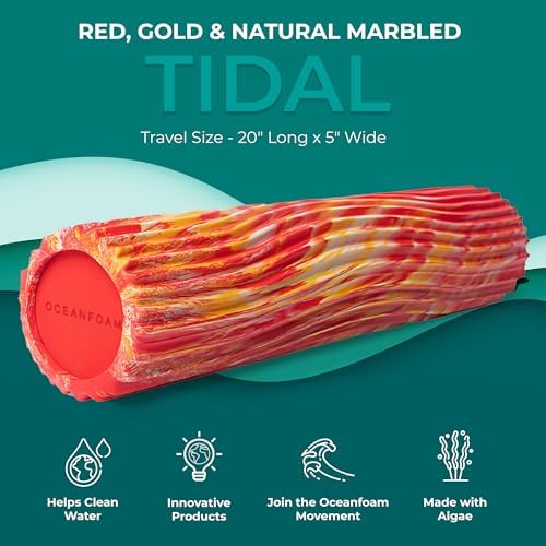 Oceanfoam Tidal Foam Roller for Exercise (Red, Gold & Natural Marbled)