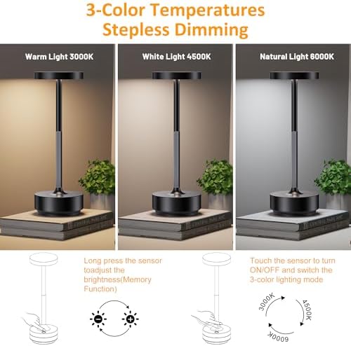 LED Cordless Table Lamp Rechargeable,Battery Powered Outdoor Table Light