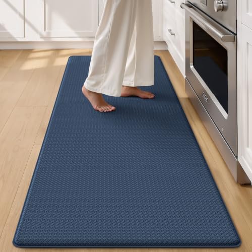 Color&Geometry Wide Kitchen Floor Mat 24x59 Anti Fatigue Easy Clean, Blue