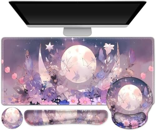 Large Desk Mat, Gaming Mouse Pad Desk Pad, Mousepad + Keyboard Wrist Rest
