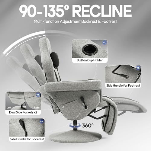 Dowinx Gaming Recliner Chair No Wheels with Footrest Shtasu Massage Lumbar