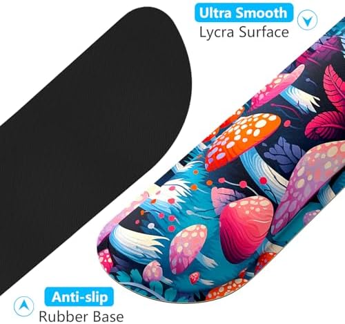 Dapesuom Enlarge Keyboard Wrist Rest, Memory Foam Wrist Cushion for Desk Mats Support, Boho Typing Pain Relief Keyboard Mouse Pad Rests Set with Non-Slip Base for Gaming Laptop Computer, Mushrooms
