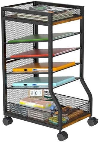 6-Tier Standing File Organizer, Rolling Under Desk Organizer for Office