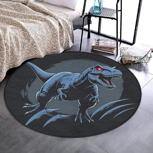 Soft Round Yoga Carpet, Office Chair Decor Round Mat for Carpet and Hardwood Floors Dino Dinosaur