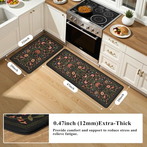 Collive Kitchen Rugs Sets of 2, Waterproof Anti Fatigue Kitchen Mats