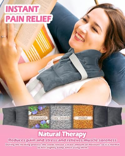Microwavable Heating Pad, Neck‑Shoulder Wrap with Handles, Unscented