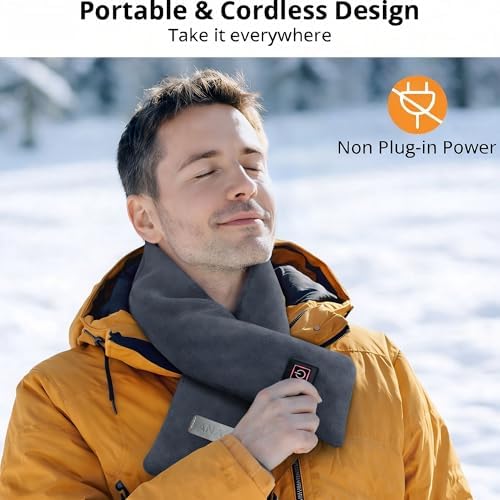 Neck Heating Pad, Electric Heated Scarf with 5000mAh Power Bank, Cordless Neck Warmer for Pain Relief