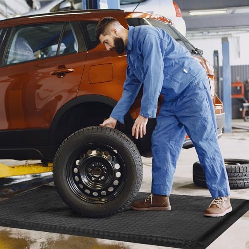 Nisorpa Anti Fatigue Mats Industrial 3' x 5' Ergonomic Standing Mat 15/16" Extra Thick Shop Floor Mat Heavy Duty Commercial Diamond Plate Safty Mat Support for Leg & Back Pain, Black