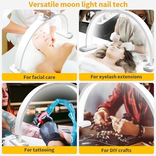 CGBE Nail Tech Light: 30.7" Half Moon Nail Desk Lamp with Phone Holder