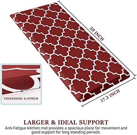 WISELIFE Kitchen Mats and Rugs Cushioned Anti-Fatigue, 17.3"x 39", Red
