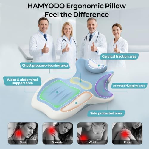 27° Angled Wedge Pillow, Support for Neck Back Waist(Sky Blue & White)