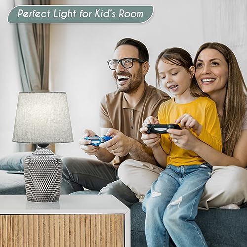 11.8’’ Small Table Lamps Set of 2 for Bedroom Kid’s Room Home Office, Gray