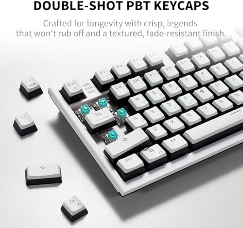 Hexgears X2 TKL Wireless Mechanical Gaming Keyboard with Magnetic Wrist Rest, Dual-Mode 2.4GHz/USB-C Ergonomic Keyboard, Pre-lubed Clicky Switches, White LED Backlit Computer Gaming Keyboards