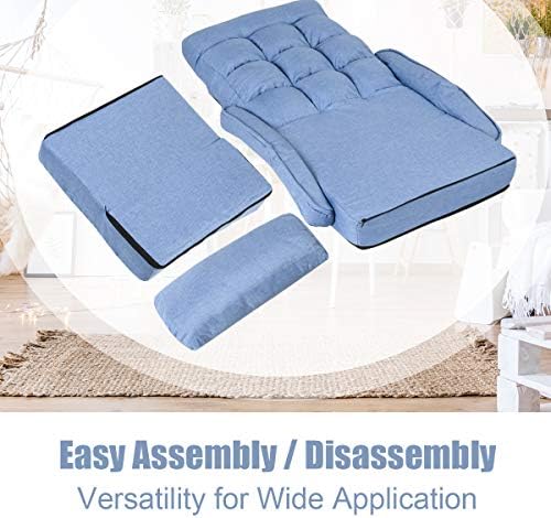 GIANTEX Folding Floor Chair with 6-Position Adjustable Backrest (Blue)