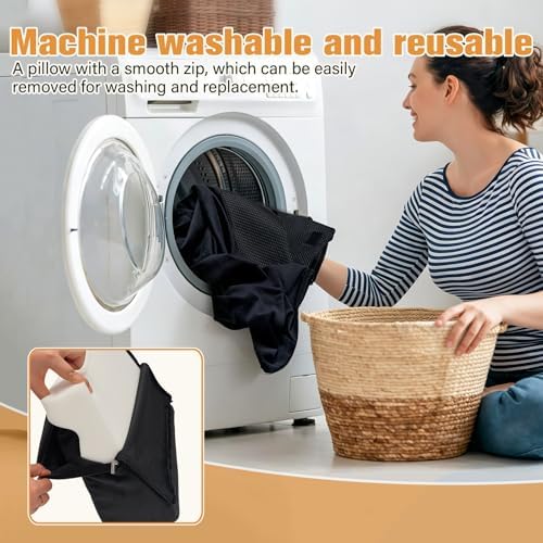 3-in-1 Height-Adjustable Foot Rest for Under Desk Filling with High-Density Foam for Office, Home, Travel, Removable Washable Cover for Back Pain Relief & Posture Support, Black