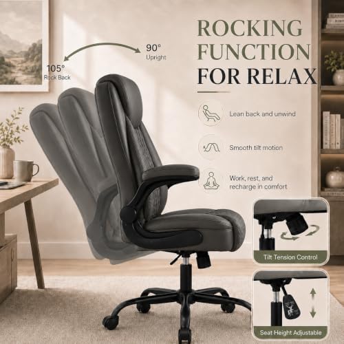 GTPLAYER Gray Office Desk Chair with 90° Flip-up Arm, 2 Pack