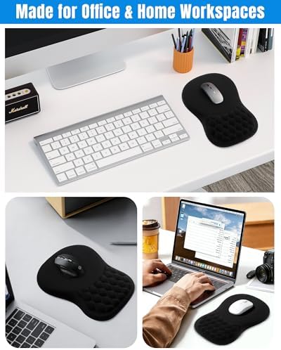 Ergonomic Mouse Pad with Sloped Memory Foam Wrist Rest (Black)