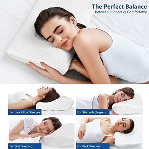 ZAMAT Memory Foam Pillow for Neck Pain Relief, Adjustable Ergonomic Cervical Pillow for Sleeping, Orthopedic Neck Pillow with Washable Cover, Bed Pillows for Side, Back, Stomach Sleepers