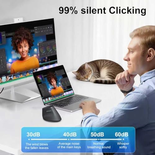 Ergonomic Bluetooth Mouse, Wireless Rechargeable Vertical Mouse for Carpal Tunnel with USBC & BT 5.0/3.0 & 2.4G Connect, Silent, Easy to use, 6 Buttons for Laptop PC MacBook Desktop Computer