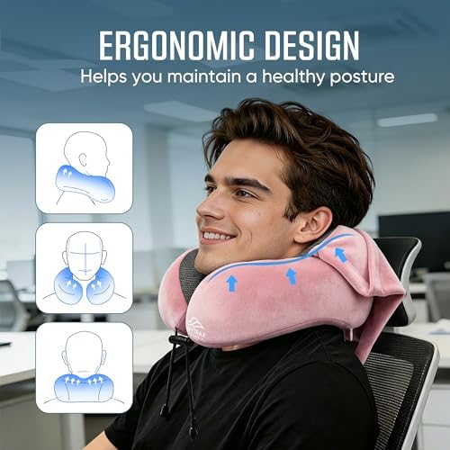 SkytraxComf® Travel Neck Pillow with Hood for Privacy on Long Flights