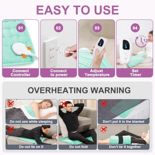 Heating Pad,Electric Heating Pads,Heating Pad for Back,LightGreen,24x20 Inch